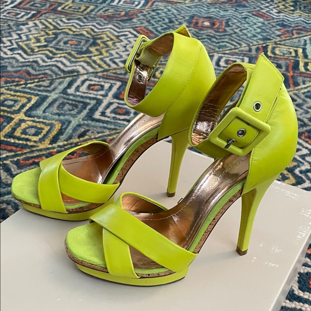 Vibrant Neon Yellow Strappy Heels
